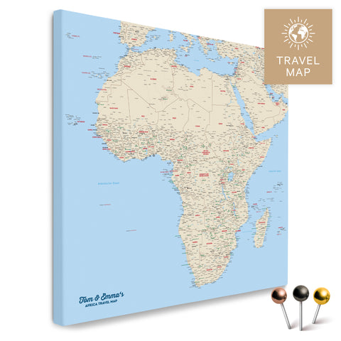 Afrika-Karte in Multicolor Classic als Pinn-Leinwand, perfekt zum Markieren und Planen von Reisen, hier kaufen