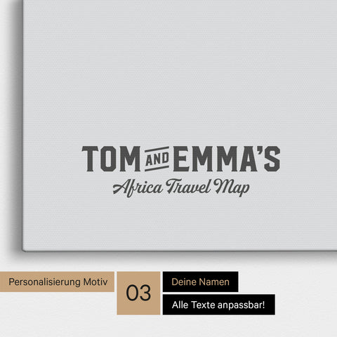 Personalisierung einer Afrika-Karte Pinnwand in Multicolor Gray mit einem Logo im Vintage-Look