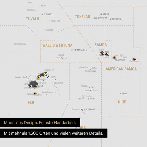 Sehr detaillierte Landkarte von Ozeanien in Farbe Light Gray mit allen Inseln und Atollen in der Südsee