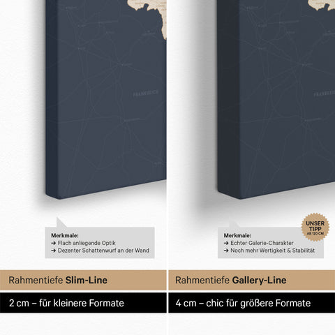 Benelux-kaart TRAVEL® Canvas Prikbord – Hale Navy