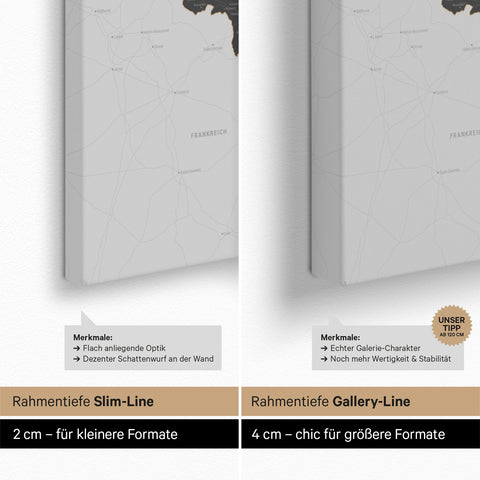 Benelux-kaart TRAVEL® Canvas Prikbord – Light Gray
