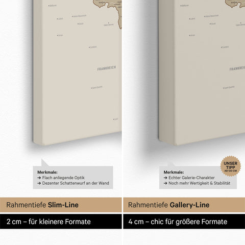 Benelux-kaart TRAVEL® Canvas Prikbord – Multicolor Beige