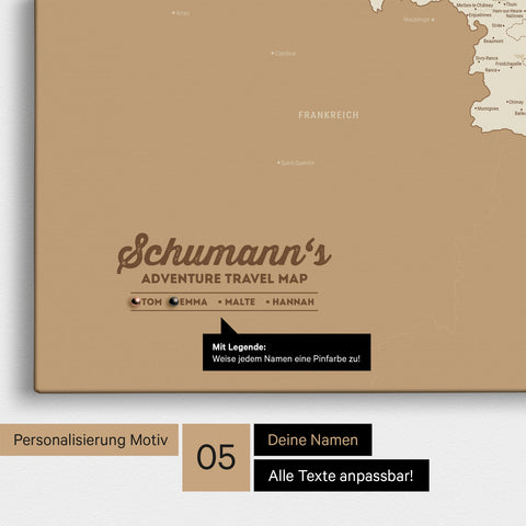 Benelux Push Pin Map TRAVEL® – Treasure Gold