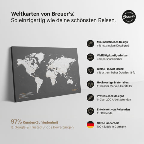 Oostenrijk-kaart TRAVEL® Canvas Prikbord – Treasure Gold