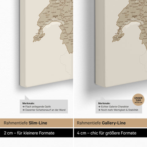 DACH-kaart TRAVEL® Canvas Prikbord – Desert Sand (Beige)