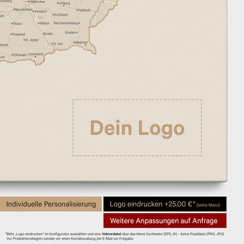 DACH-kaart TRAVEL® Canvas Prikbord – Goud