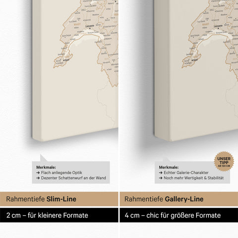 DACH-kaart TRAVEL® Canvas Prikbord – Goud