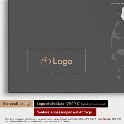 Denemarkenkaart TRAVEL® Canvas Prikbord – Donkergrijs