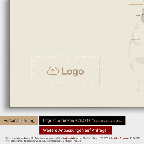 Denemarkenkaart TRAVEL® Canvas Prikbord – Goud