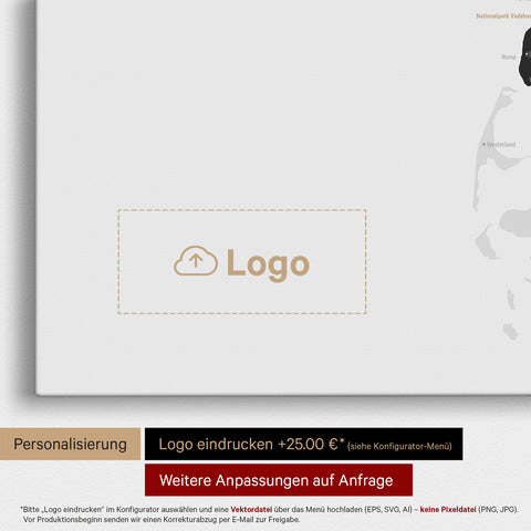 Denemarkenkaart TRAVEL® Canvas Prikbord – Lichtzwart
