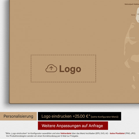 Denemarkenkaart TRAVEL® Canvas Prikbord – Schatgoud