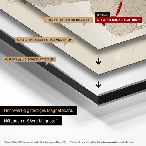 Magnetische Duitsland-kaart TRAVEL® Magneetbord – Multicolor Bruin