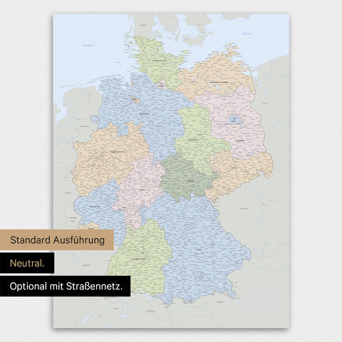 Neutrale und schlichte Ausführung einer magnetischen Deutschland-Karte in Multicolor Atlas