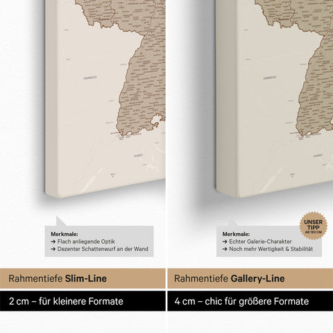 Duitsland-kaart TRAVEL® Canvas Prikbord – Woestijnzand (Beige)