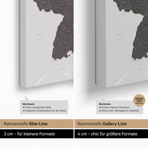 Duitsland-kaart TRAVEL® Canvas Prikbord – Lichtgrijs