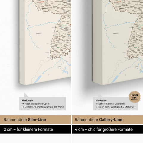 Duitsland-kaart TRAVEL® Canvas Prikbord – Multicolor Klassiek