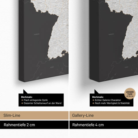 Duitsland-kaart PLZ® (postcodegebieden) Canvas Prikbord – Dark Gray