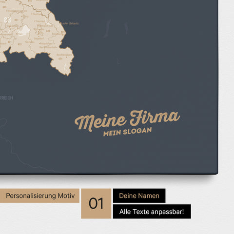 Duitsland-kaart PLZ® (postcodegebieden) Canvas Prikbord – Hale Navy