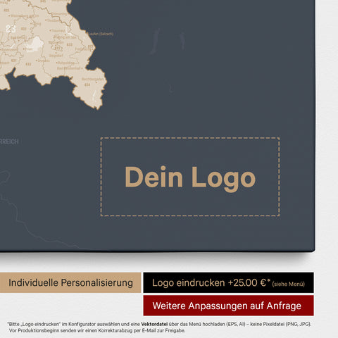 Duitsland-kaart PLZ® (postcodegebieden) Canvas Prikbord – Hale Navy