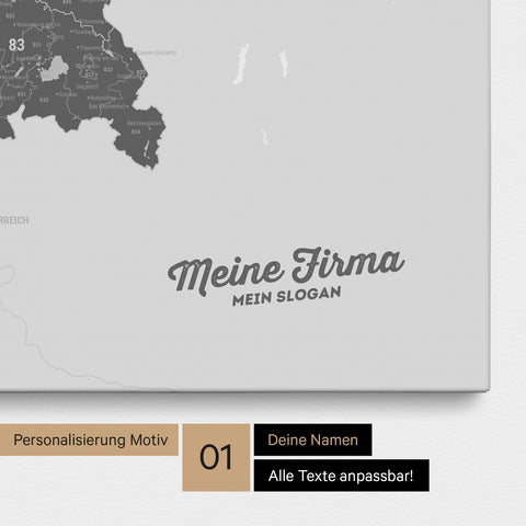 Germany Zip Code Map PLZ® (postal code areas) Push Pin Map – Light Gray