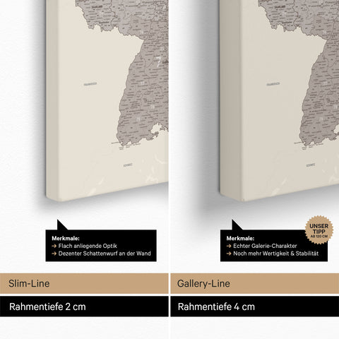 Duitsland-kaart PLZ® (postcodegebieden) Canvas Prikbord – Warmgray