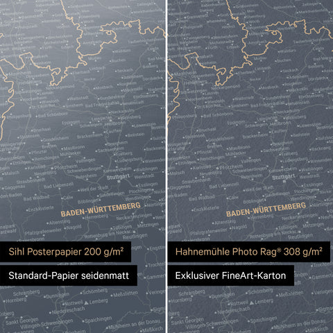 Duitsland-kaart TRAVEL® Premium Poster – Denim Blauw