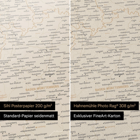 Duitsland-kaart TRAVEL® Premium Poster – Goud