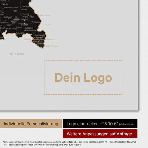 Deutschland-Karte als Poster in Light Black mit Eindruck eines Firmenlogos