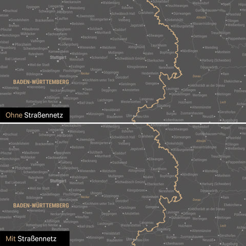 Deutschland-Karte Poster in Light Gray wahlweise mit oder ohne Straßennetz