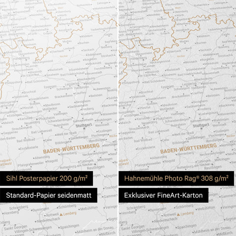 Germany Map TRAVEL® Premium Poster – Dark Black (Black-White)