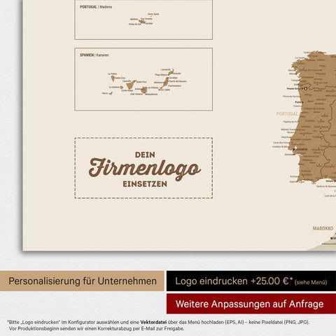 Magnetische Europa-kaart TRAVEL® Magneetbord – Brons