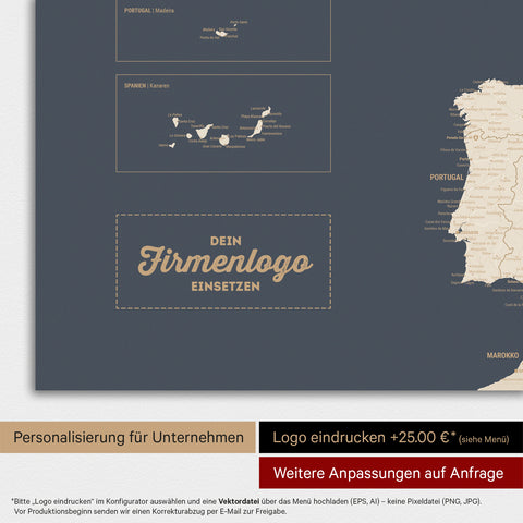 Magnetische Europa-kaart TRAVEL® Magneetbord – Hale Navy