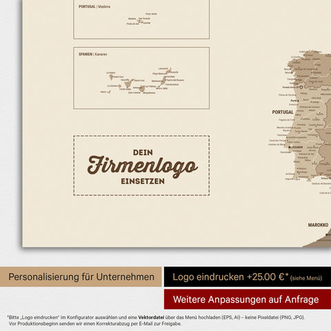 Magnetische Europa-kaart TRAVEL® Magneetbord – Multicolor Bruin