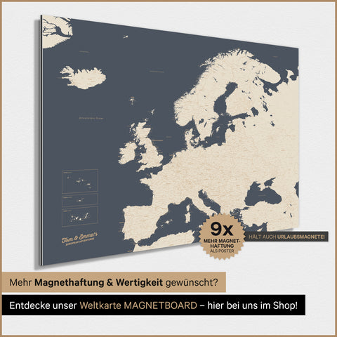 Europa-kaart TRAVEL® Magneetposter – Hale Navy