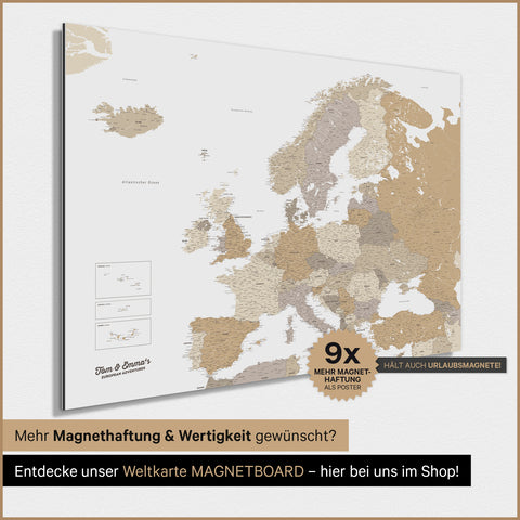 Europa-kaart TRAVEL® Magneetposter – Multicolor Beige