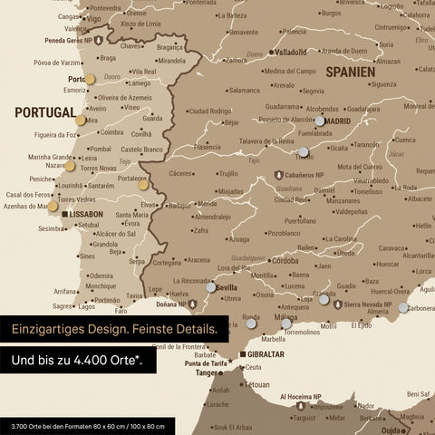 Ausschnitt einer Europakarte als Magnetposter in Multicolor Brown zeigt einen Ausschnitt von England, Frankreich und Belgien