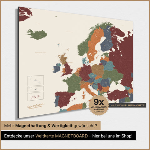 Europa-kaart TRAVEL® Magneetposter – Multicolor Levendig