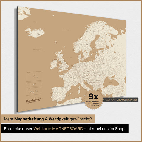 Europa-kaart TRAVEL® Magneetposter – Schat Goud