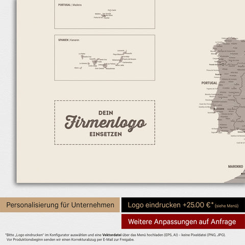 Europa-kaart TRAVEL® Magneetposter – Warmgrijs (Bruin-Grijs)