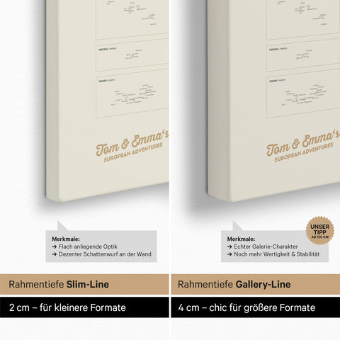 Europa-Kaart TRAVEL® Canvas Prikbord – Goud