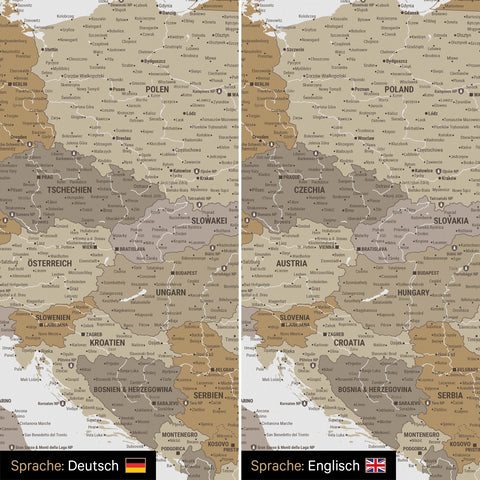Europa-Kaart TRAVEL® Canvas Prikbord – Multicolor Beige