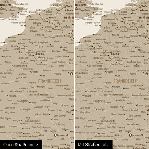 Europa-kaart TRAVEL® Premium Poster – Desert Sand (Beige)