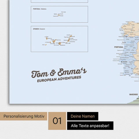 Europa-kaart TRAVEL® Premium Poster – Multicolor Atlas (Politieke kaart)