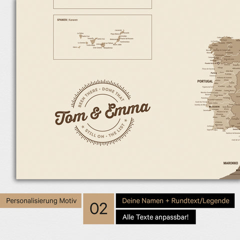 Europa-kaart TRAVEL® Premium Poster – Multicolor Brown