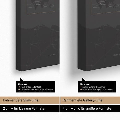 Frankrijk-kaart TRAVEL® Canvas Prikbord – Donkergrijs