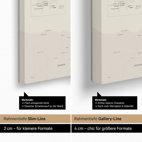 Frankrijk-kaart TRAVEL® Canvas Prikbord – Goud