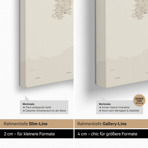 Italië-kaart TRAVEL® Canvas Prikbord – Goud