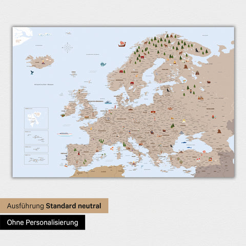 Europa-kaart voor kinderen Magnetboard – MINIVENTURES® Brown