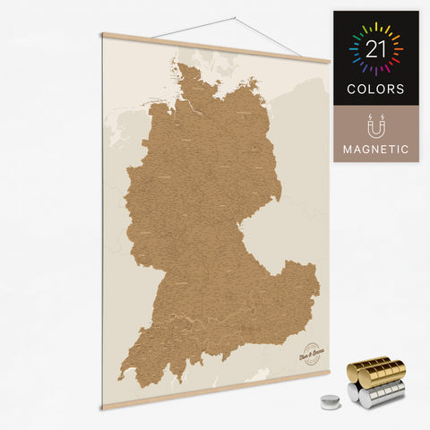 Magentische DACH-Karte in 21 Farben als Magnet-Poster kaufen