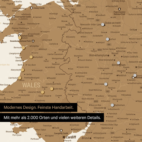 Engeland (Groot-Brittannië) & Ierland Kaart TRAVEL® Magnetposter – in 21 kleuren